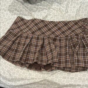 RSQ Brown Checkered Pleated Skirt